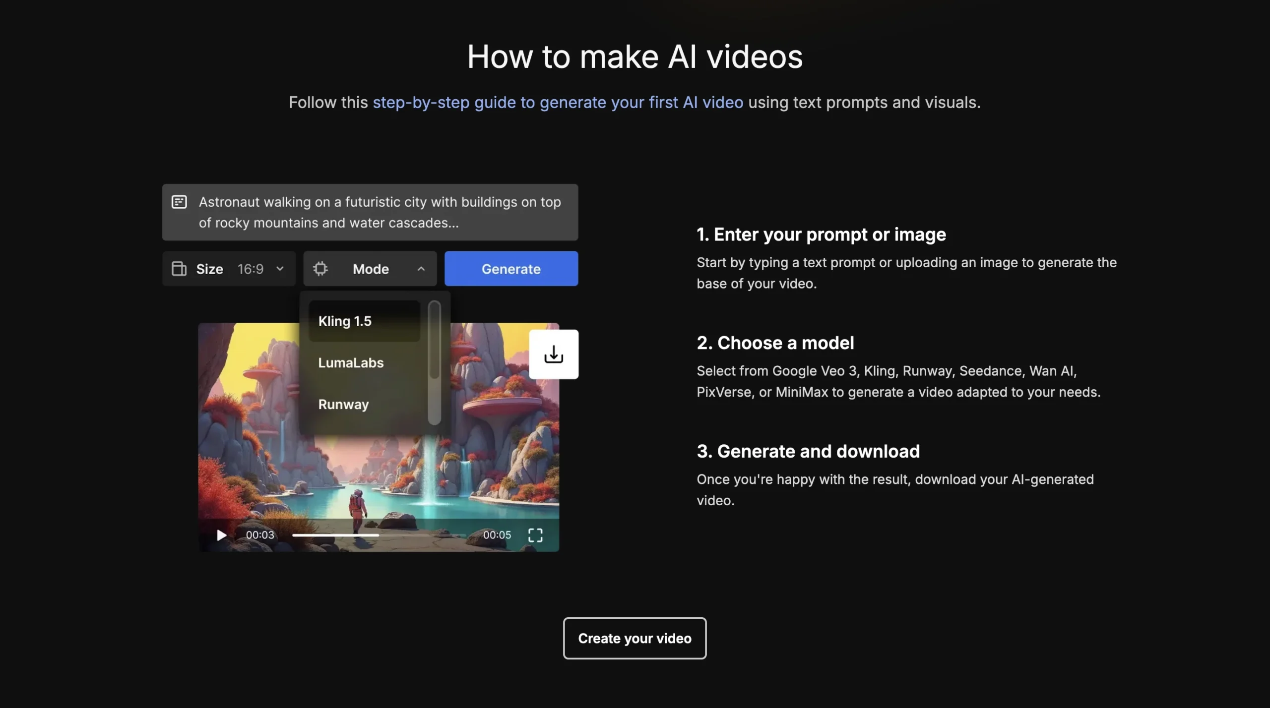 Exemples de vidéos générées par Freepik AI Video
