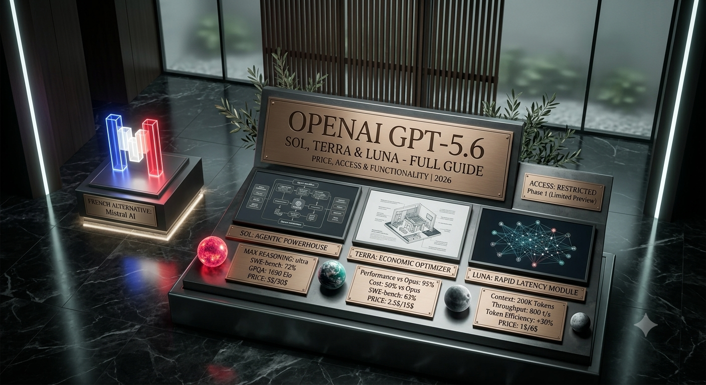 GPT-5.6 Sol Terra Luna prix et tiers comparés à Mistral AI — quelle alternative française en 2026 ?