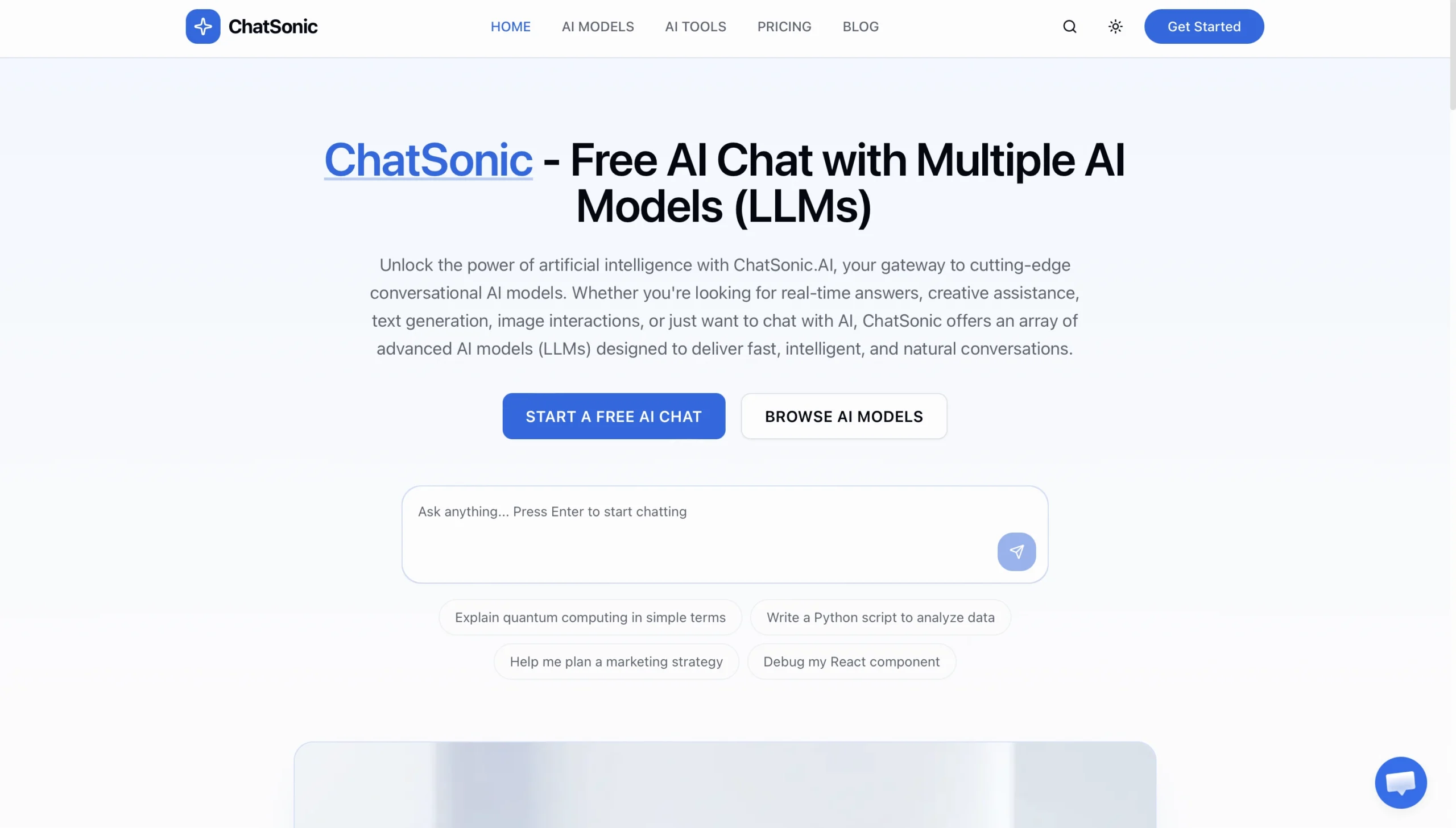 ChatSonic interface