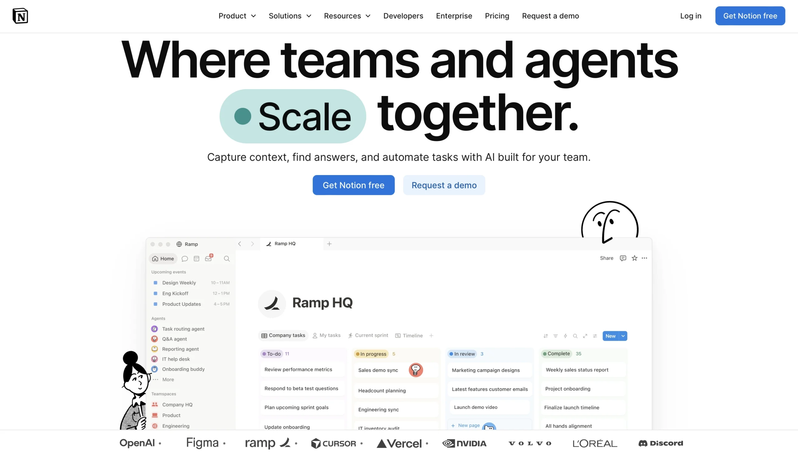 Notion AI interface: resume documents, generation idees, redaction contenu, gestion projets IA